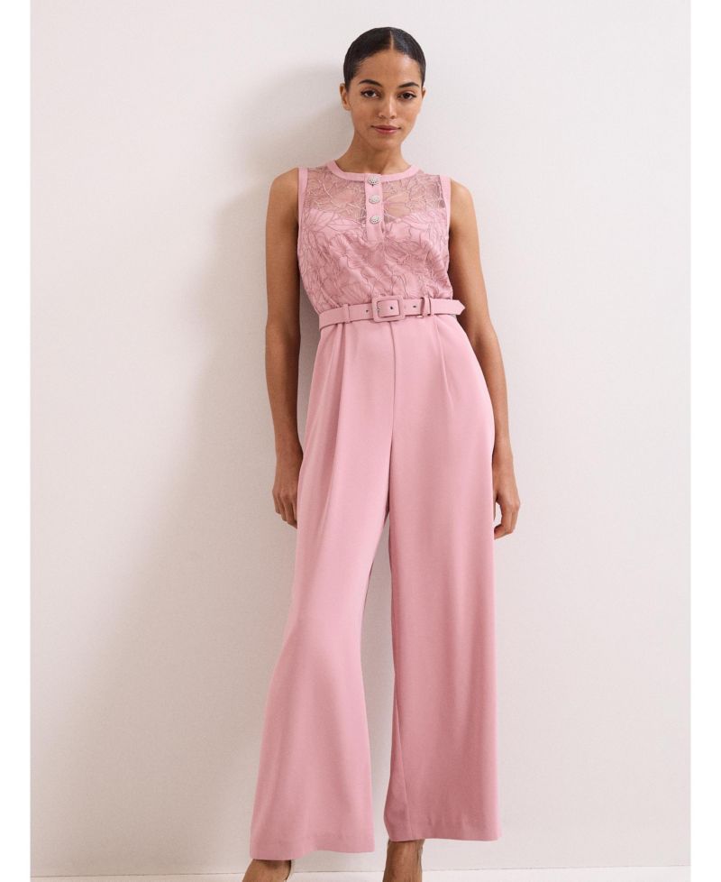 Women's Ivanna Lace Bodice Belted Jumpsuit