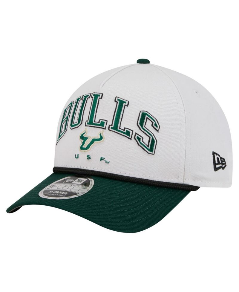 Men's White/Green South Florida Bulls Arch Two-Tone Rope 9FORTY A-Frame M-Crown Adjustable Hat