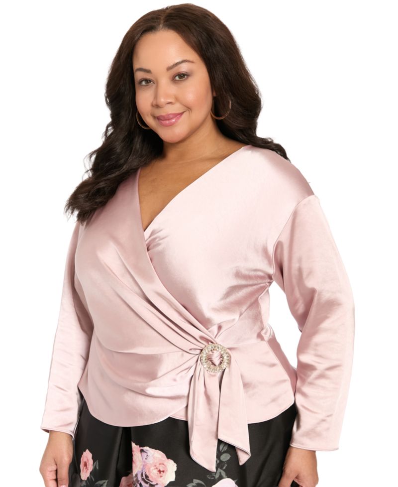 Plus Size V-Neck Wrap Blouse