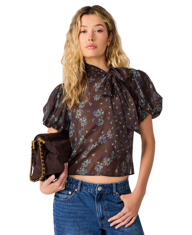 Women's Lolanie Floral Pussybow Short-Sleeve Blouse