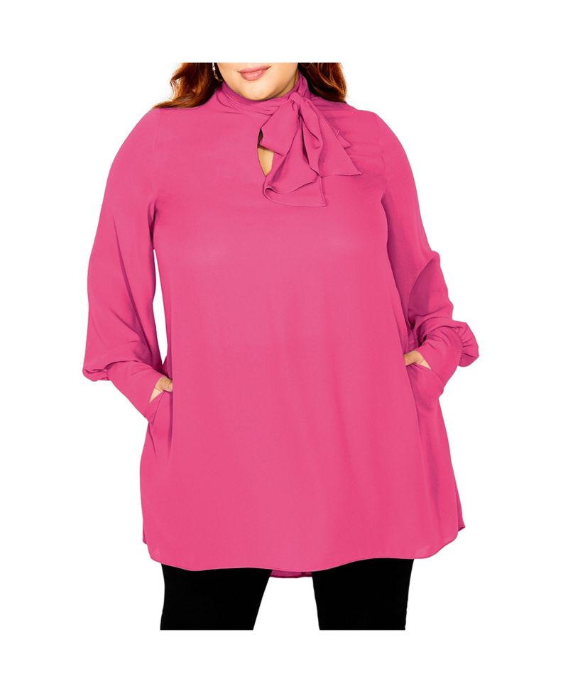 Women's Neck Tie Tunic Top
