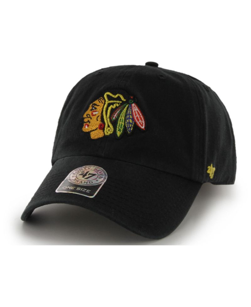 Men's Black Chicago Blackhawks Team Clean Up Adjustable Hat