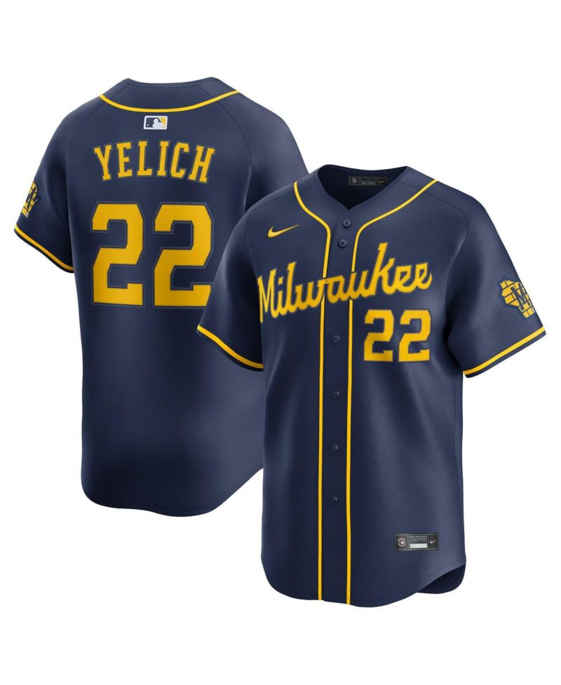 Men's Christian Yelich Navy Milwaukee Brewers Alternate Limited Jersey
