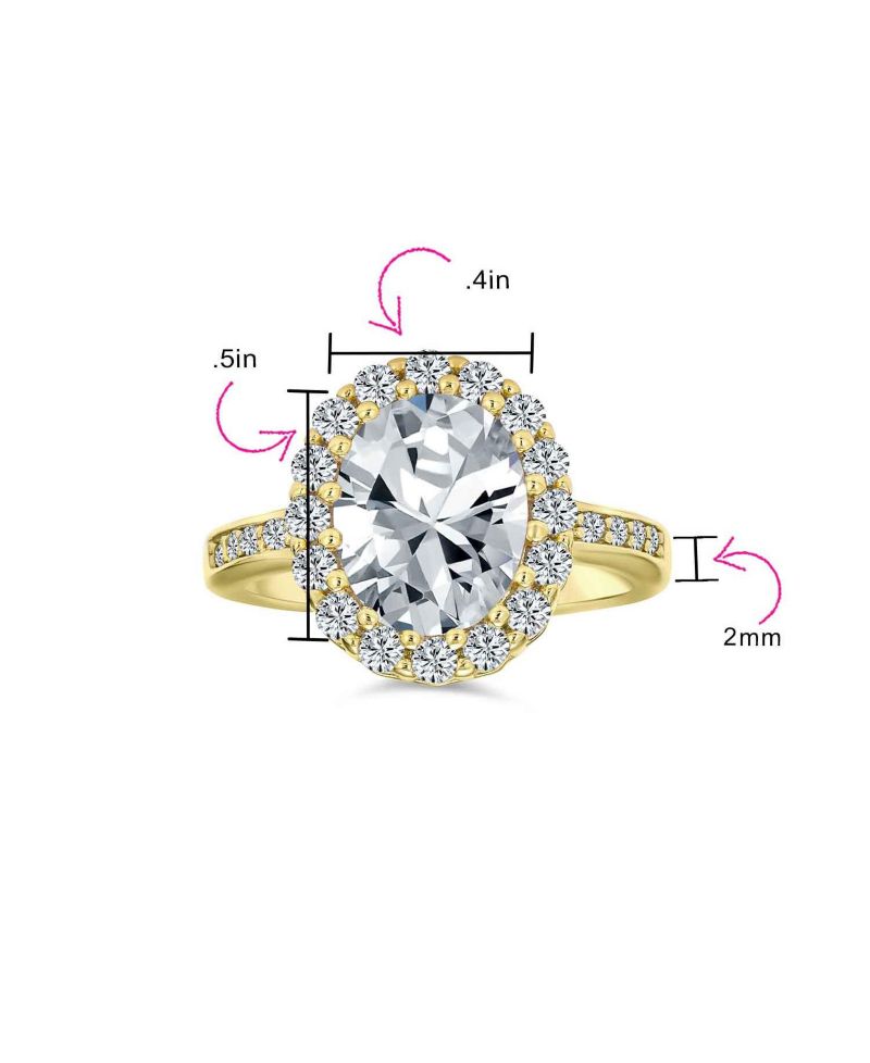 4CTW Cubic Zirconia CZ Oval Halo Cocktail Statement Ring Sterling Silver