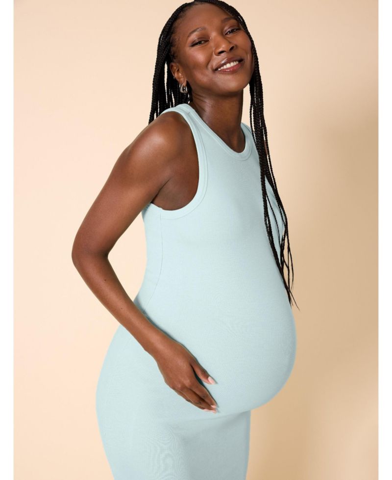 Women's Crew Neck Sleeveless Racerback Maternity Midi Dress