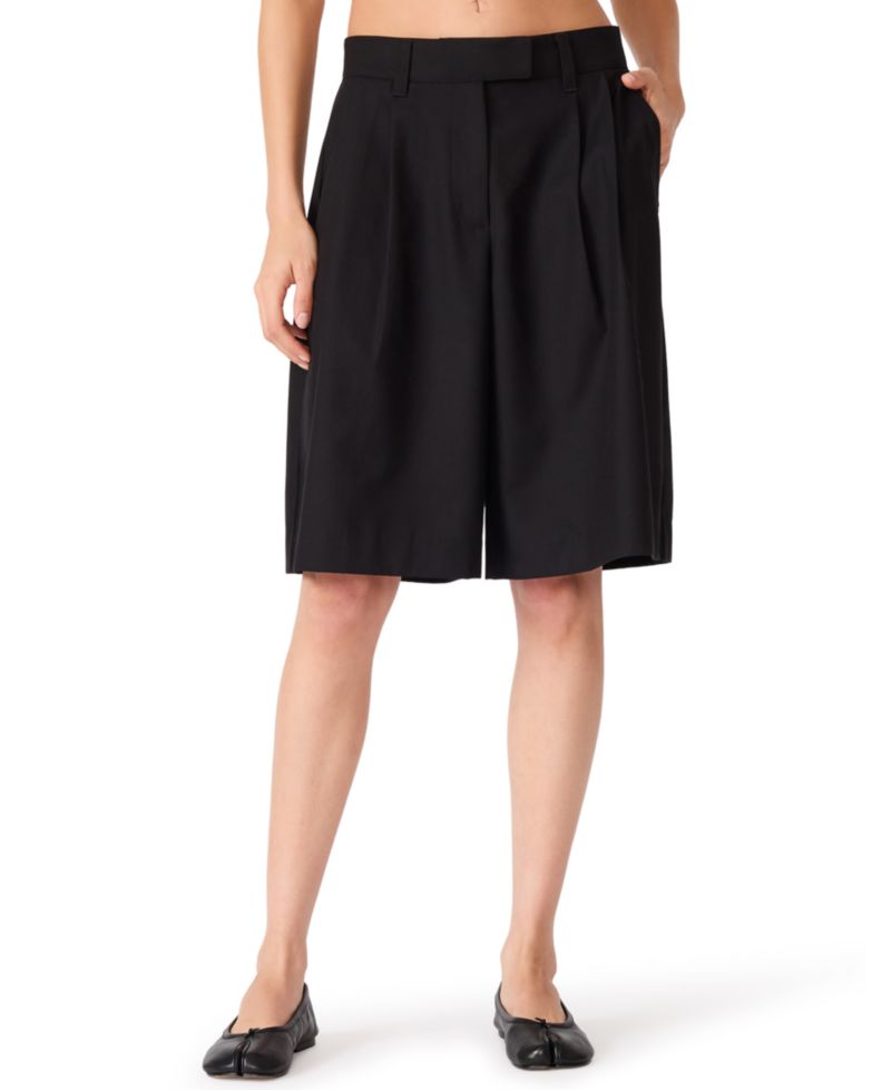 Women's Mickey Baggy Pleated Bermuda Shorts, 11.5" Inseam