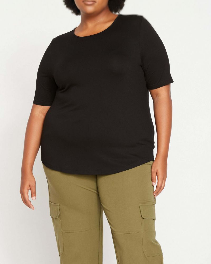Plus Size Liquid Jersey Crew Neck Stovepipe Tee
