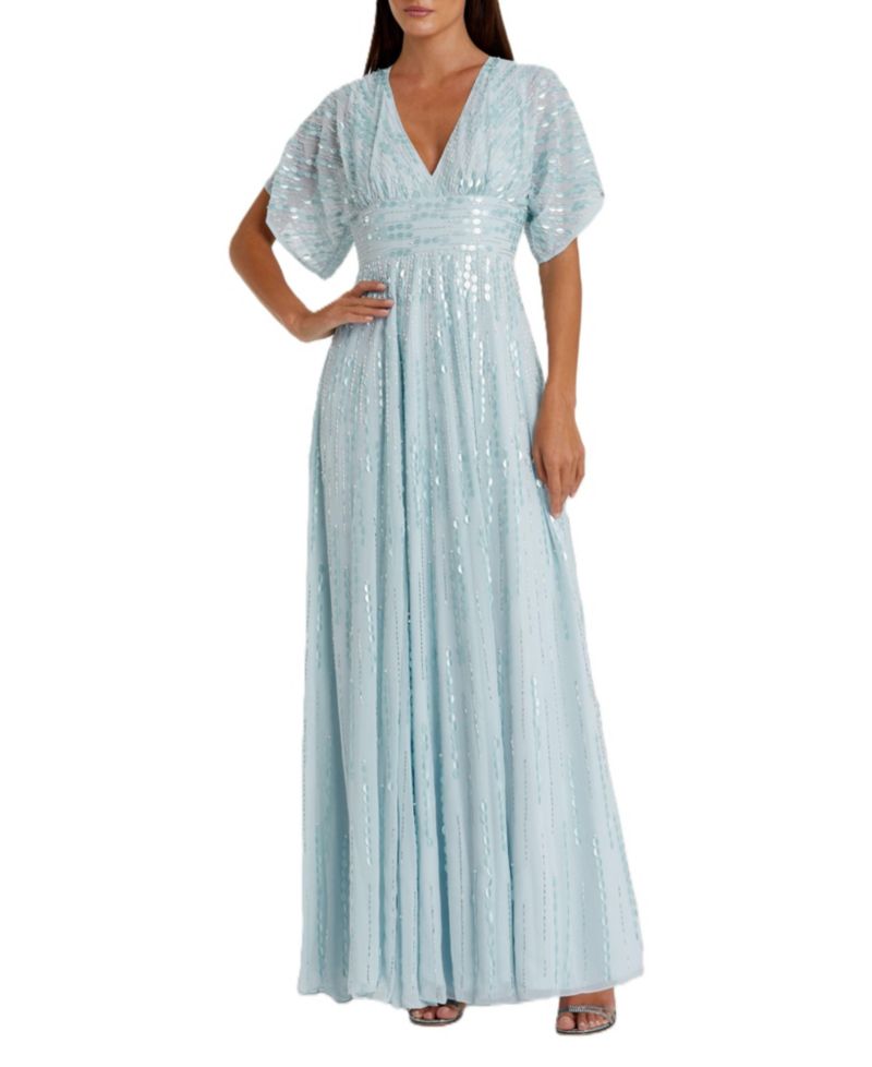 Women's Embellished V Neck Evening Gown