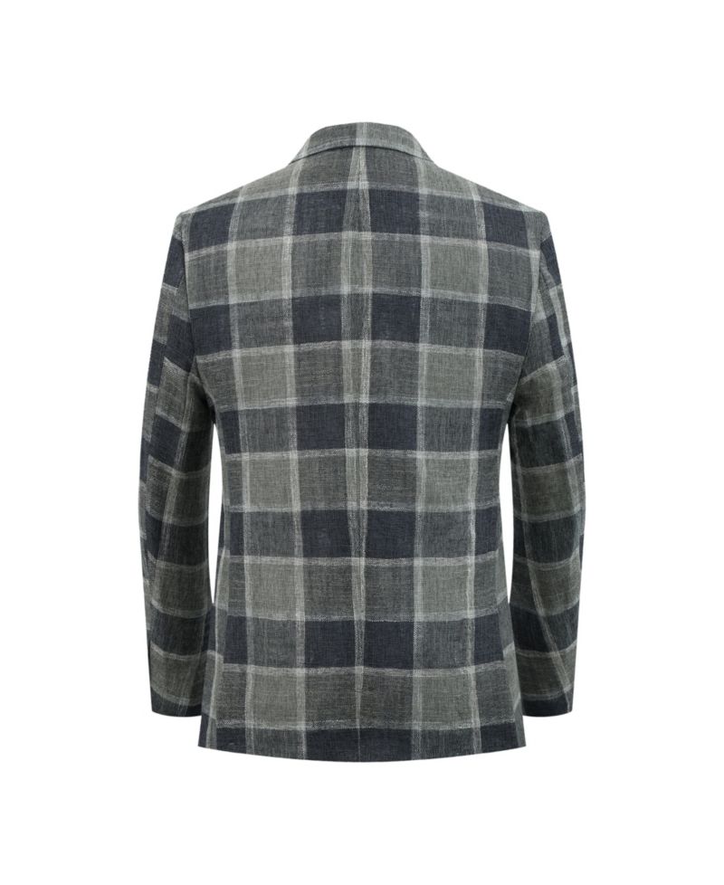 Boys Grey Slim Fit Plaid Blazer