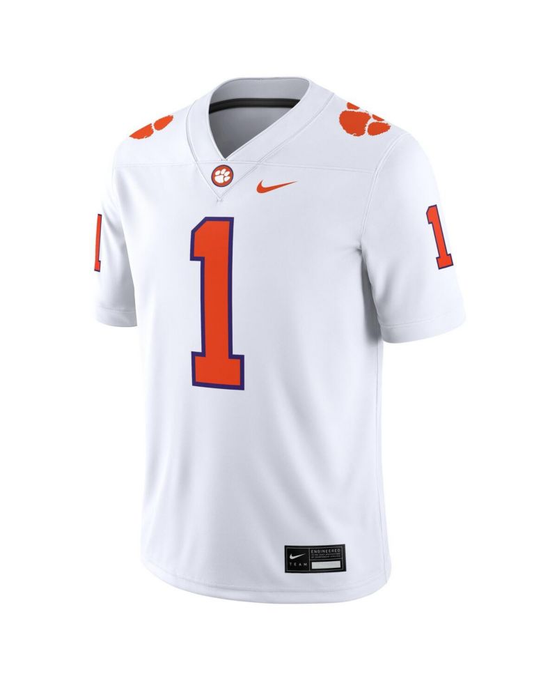 Men's 1 White Clemson Tigers Game Jersey