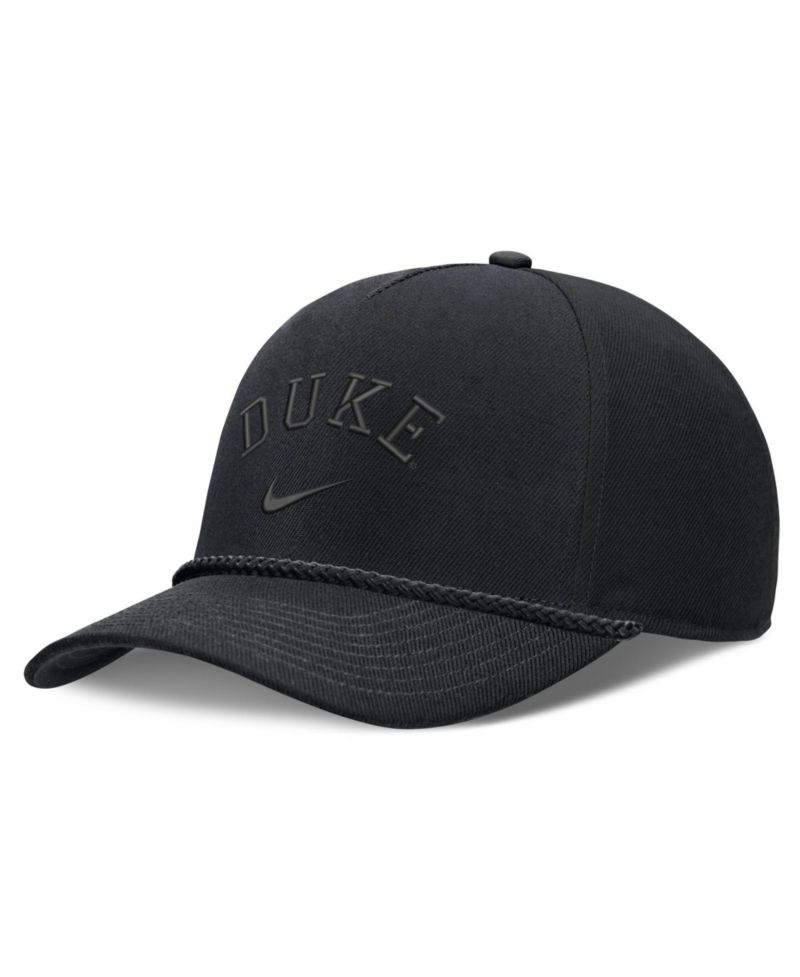Men's and Women's Black Duke Blue Devils Campus Prep Tonal Rope Rise 5-Panel Adjustable Hat