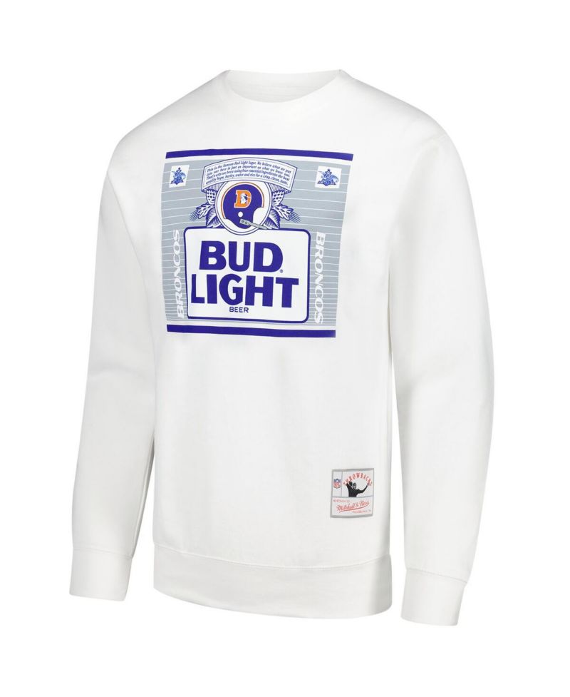 x Bud Light Men's White Denver Broncos The Crest Pullover Sweatshirt