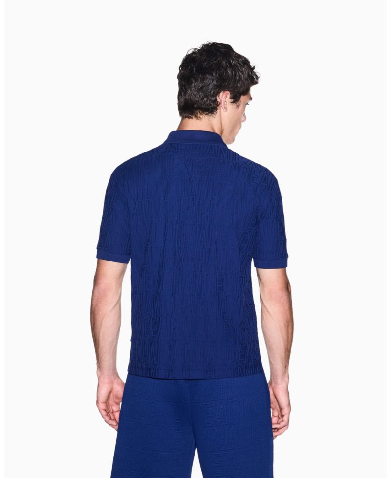 Men's Mercerized Jacquard Cotton All Over Logo Polo Shirt