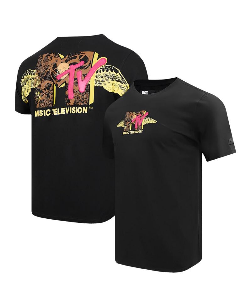 Men's Black MTV Angel Wings Regular Fit T-Shirt