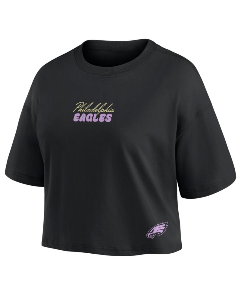 Women's Philadelphia Eagles Cooper DeJean Cropped Puff-Print T-Shirt