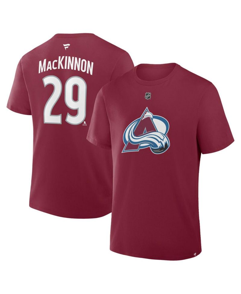 Men's Nathan MacKinnon Burgundy Colorado Avalanche Authentic Stack Name & Number T-Shirt