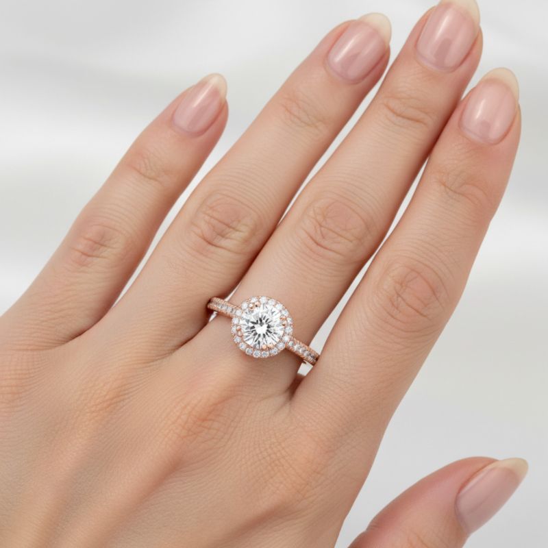 Radiant 18K Rose Gold Plated Round-Cut Cubic Zirconia Ring
