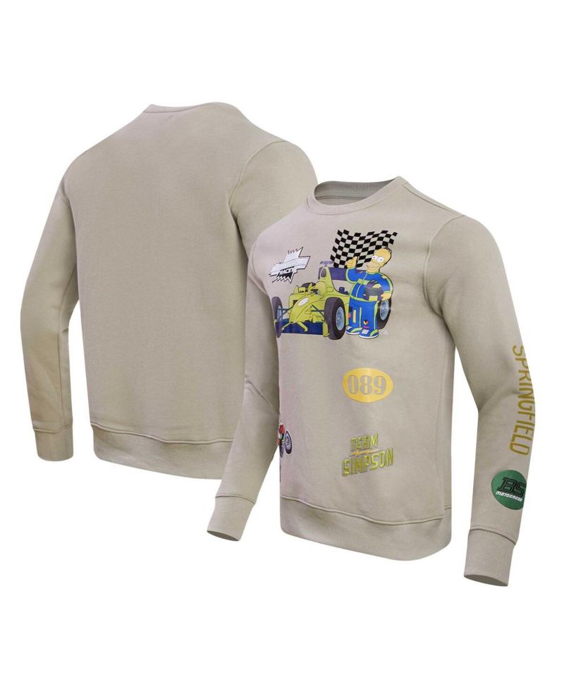 Men's and Women's Khaki The Simpsons Racing Simpsons Pullover Sweatshirt