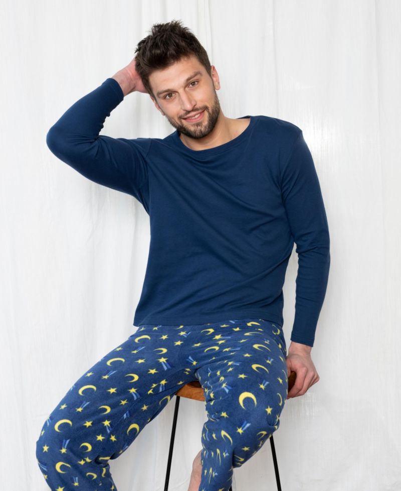 Men’s Cotton Top and Fleece Pants Holiday Pajamas