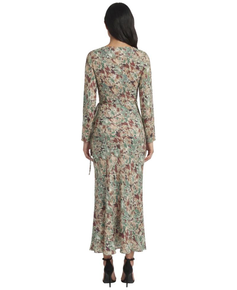 Women's Boat Neck Long-Sleeve Fitted Midi Dress
