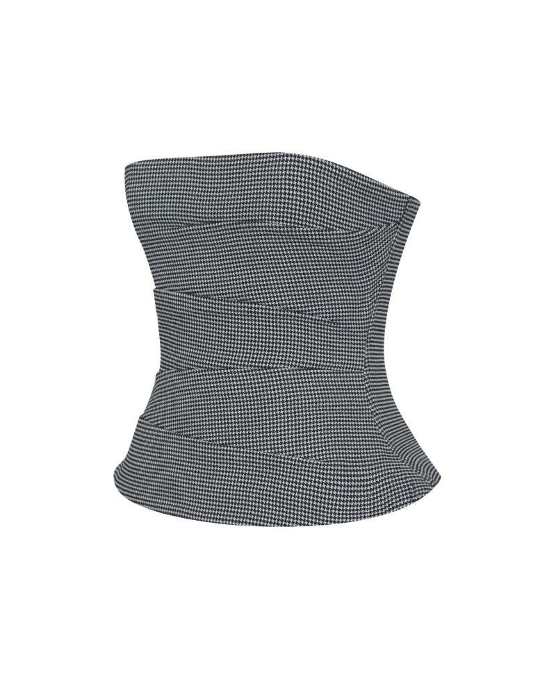 Women's Ulla Micro-Houndstooth Strapless Peplum Top