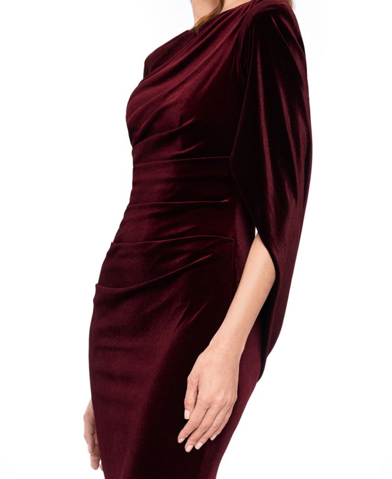 Women's Velvet Draped Back Long Dress