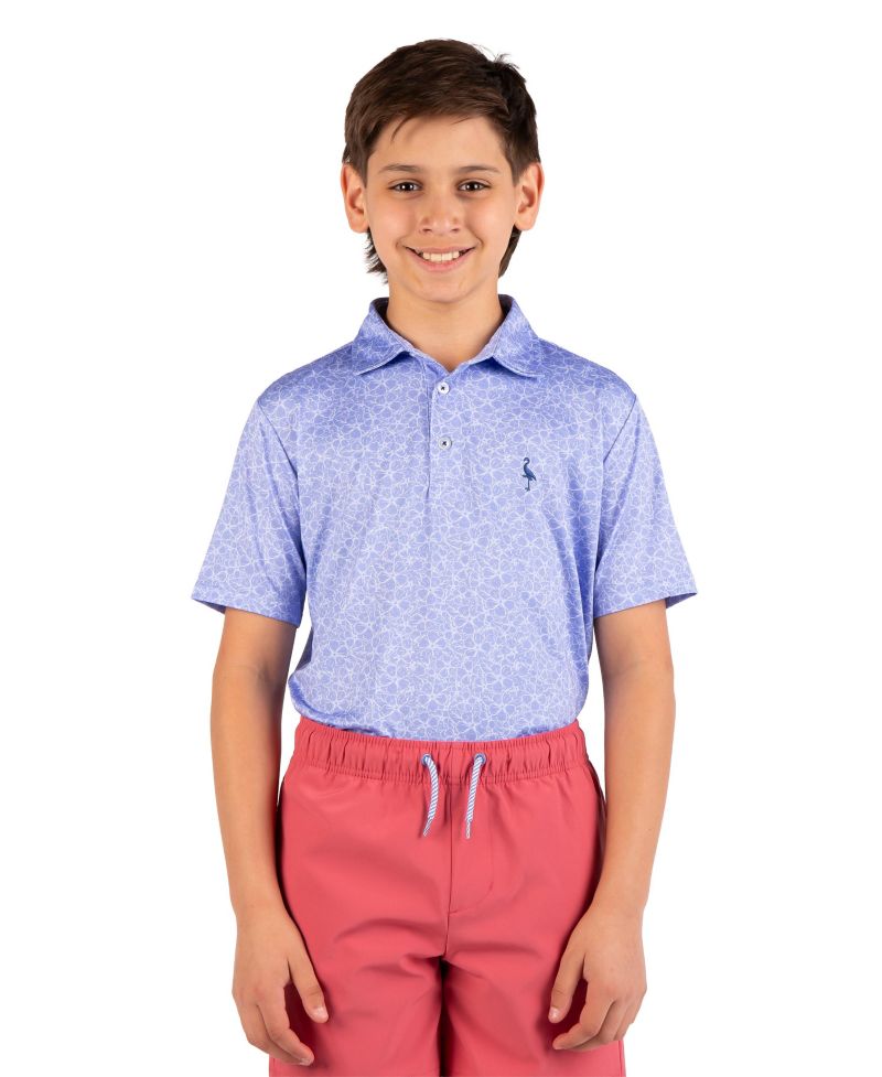 Boys Summer Floral Printed Performance Polo