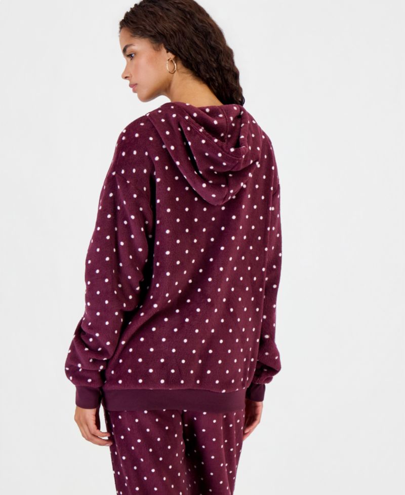 Juniors' Minnie Woobie Graphic Polka-Dot Fleece Pullover