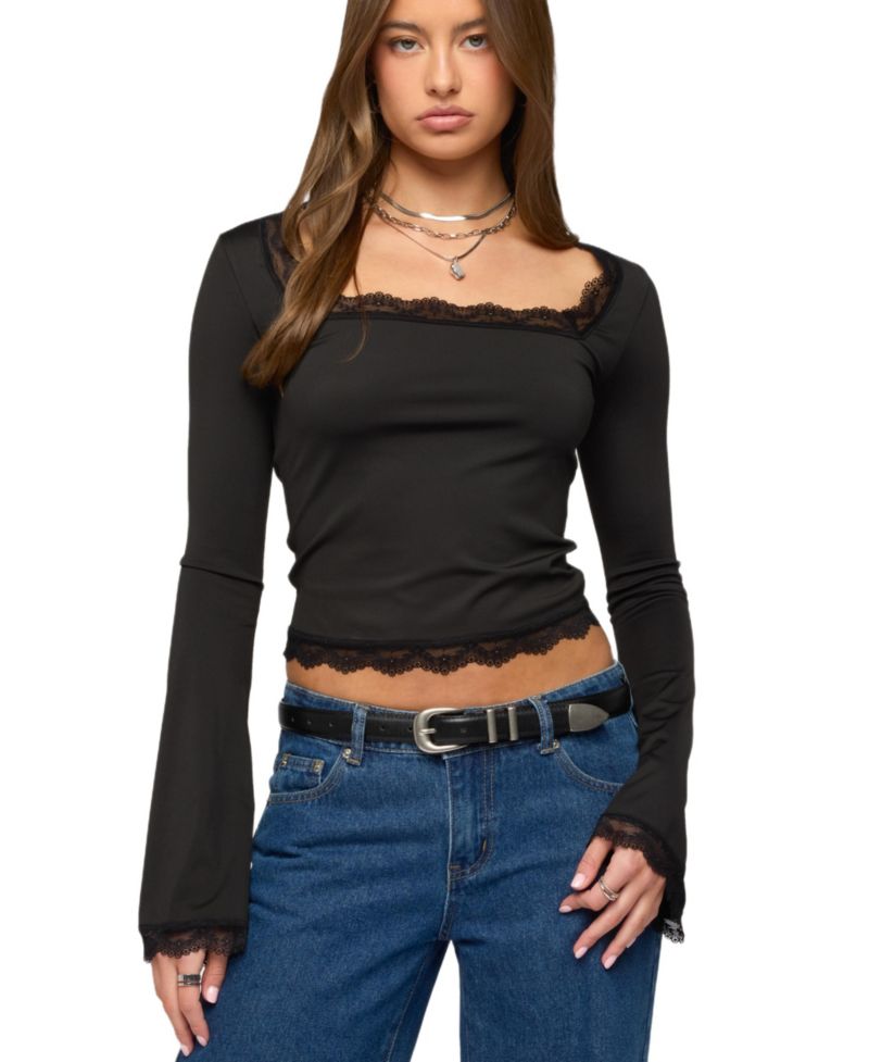Women's Kailin Lacey Flared Sleeve Top