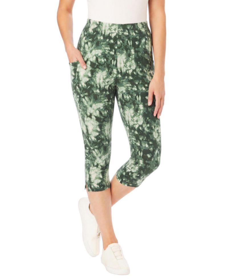 Plus Size Within Stretch-Cotton Knit Pull-On Pocket Capri Leggings