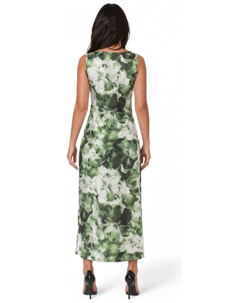 Women's Sleeveless A-Line Satin Maxi Dress