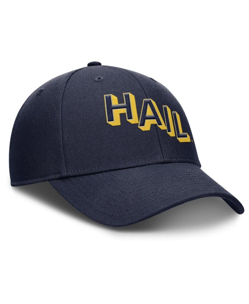 Men's Navy Michigan Wolverines Slanted Primetime Rise Performance Adjustable Hat