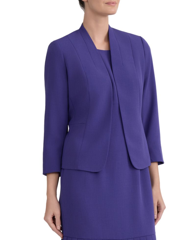Women's 3/4-Sleeve Open-Front Collarless Cardigan Blazer
