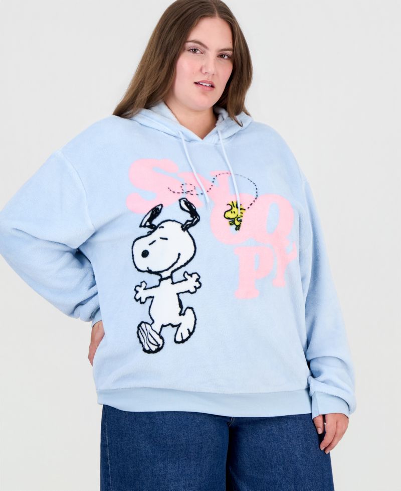 Plus Size Snoopy Graphic Long-Sleeve Hoodie