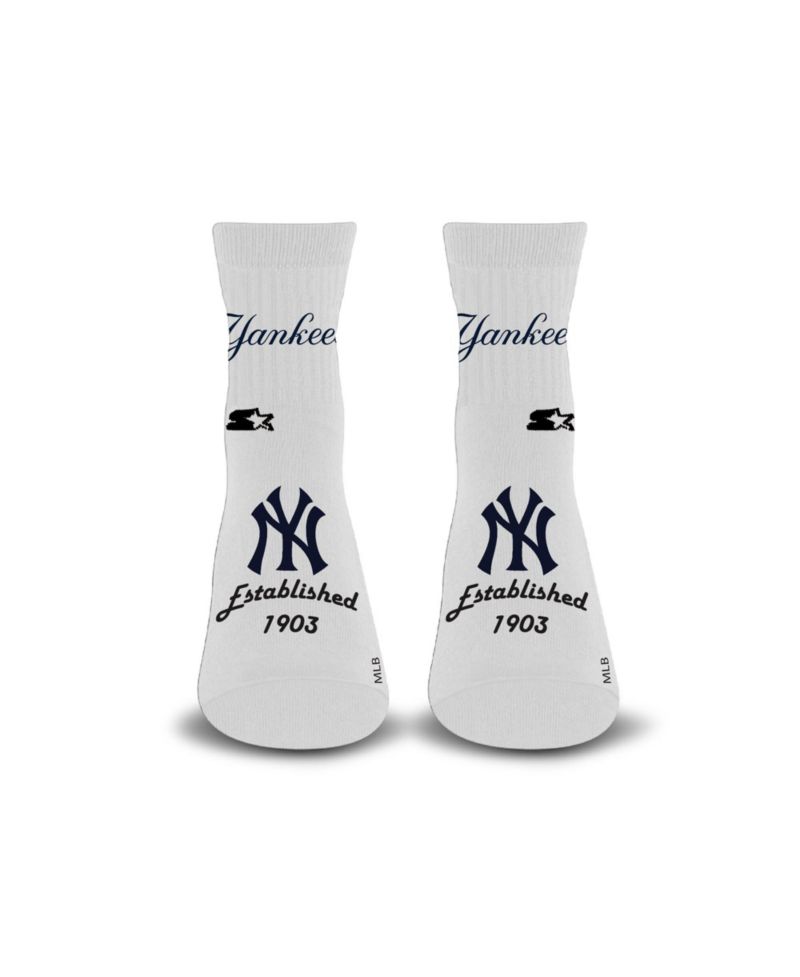 Men's and Women's White New York Yankees Established Stencil Quarter Socks