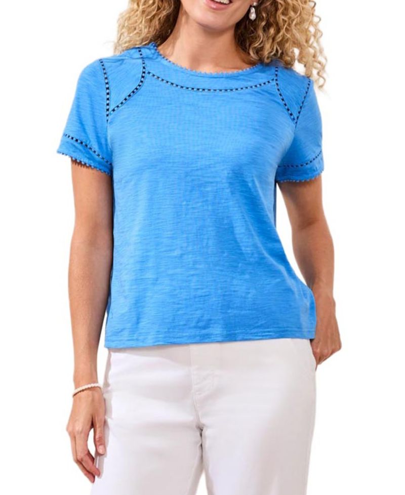 Women's Lace Detail Short-Sleeve Top