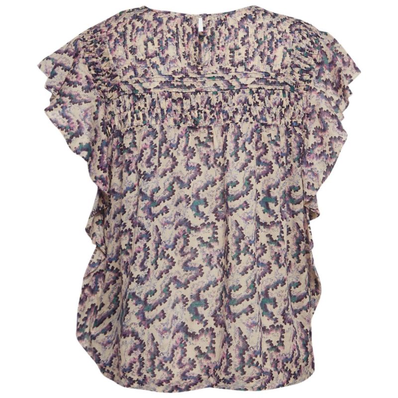 Women's Etoile Multicolor Printed Cotton Ruffled Ilayona Top