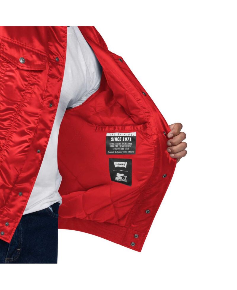 Men's x Red Boston Red Sox Silver Tab Satin Full-Snap Trucker Jacket