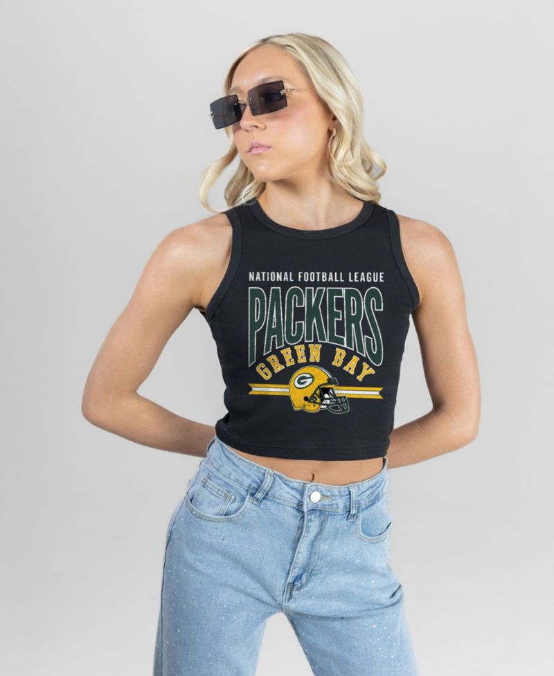 Women's Green Bay Packers Mic Drop Essential Ribbed Crop Tank Top