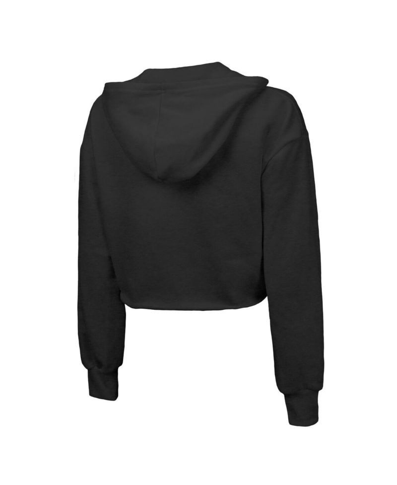 Women's Black Minnesota Timberwolves Tri-Blend Cropped Pullover Hoodie