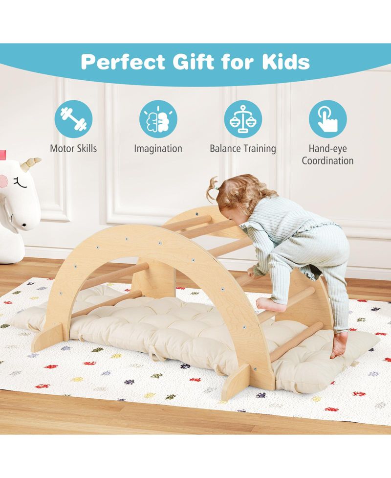 Ages 1-4 6-in-1 Wooden Montessori Climbing Arch Playset