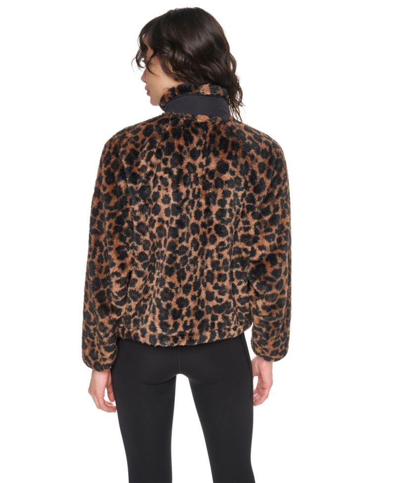 Women's Printed Sherpa Fleece Mock Neck Jacket
