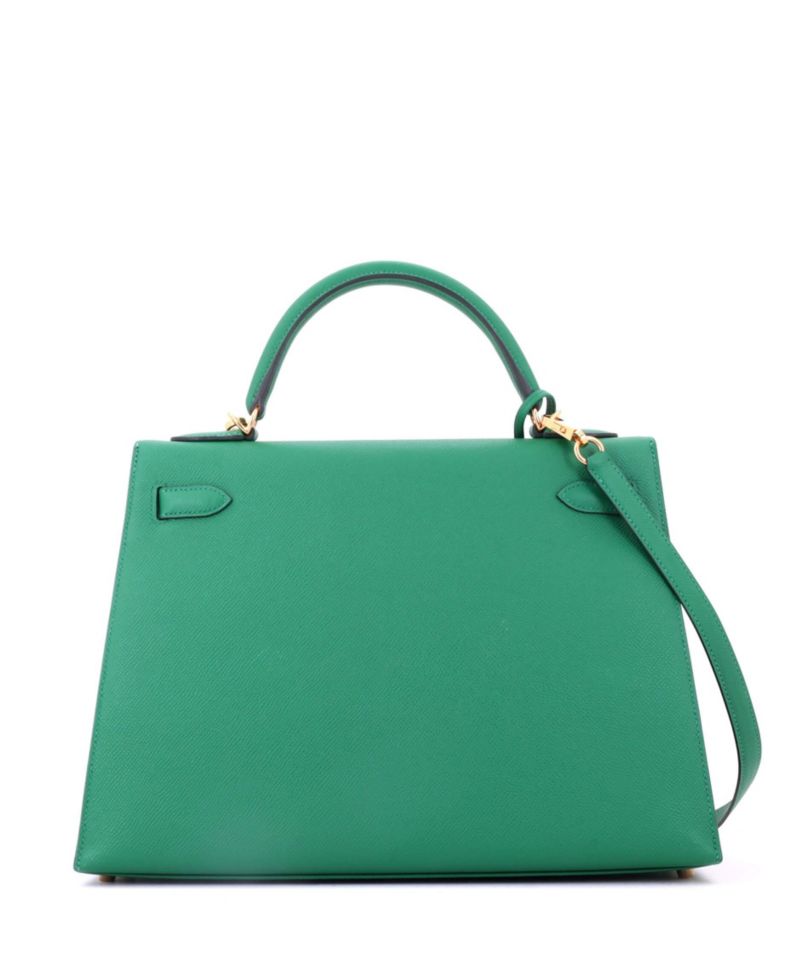 Pre-Owned Hermes Kelly 32 Handbag Green Epsom with Gold Hardware