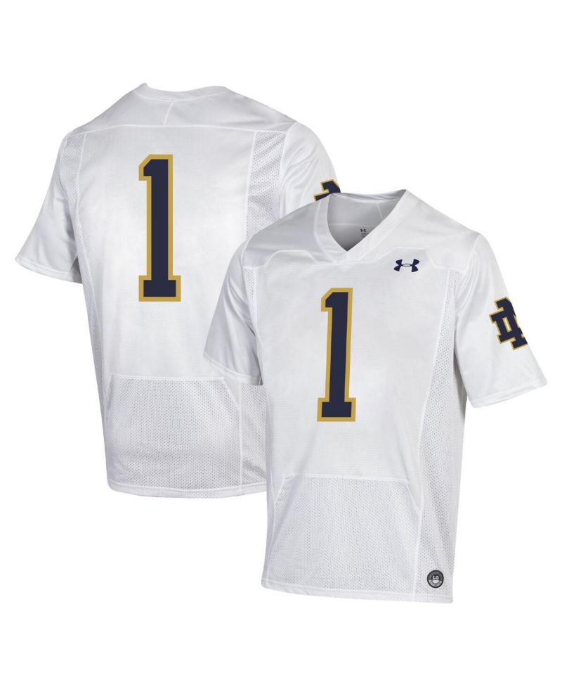 Men's #1 White Notre Dame Fighting Irish Premiere Football Jersey