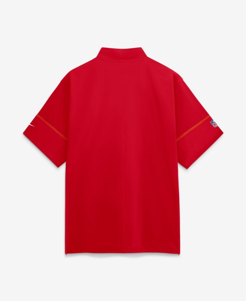 Men's Red Kansas City Chiefs Sideline Short Sleeve Quarter-Zip Coaches Jacket