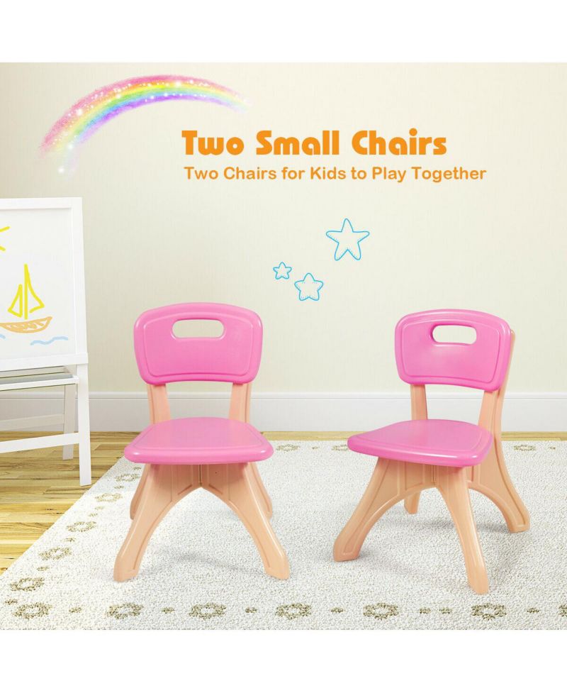 Kids In/Outdoor Plastic Storage Play Table & Chair Set, 3-Piece