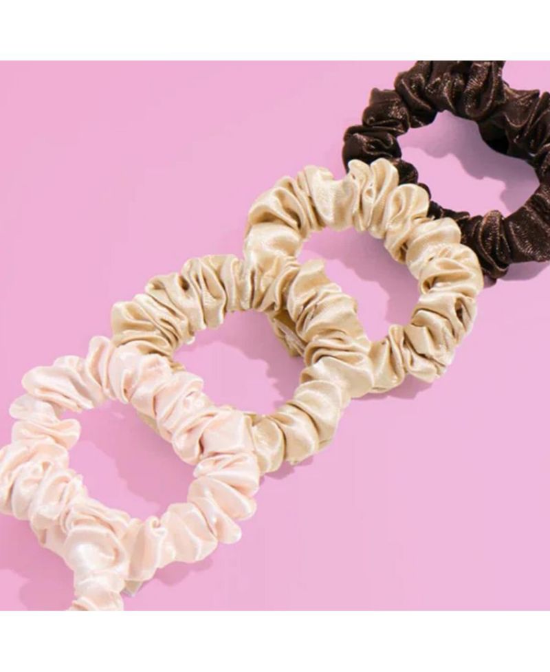 Slim Satin Hair Scrunchies Soft, No Breakage Scrunchies Perfect for Fine Hair and Bedtime Wear 6 Pack