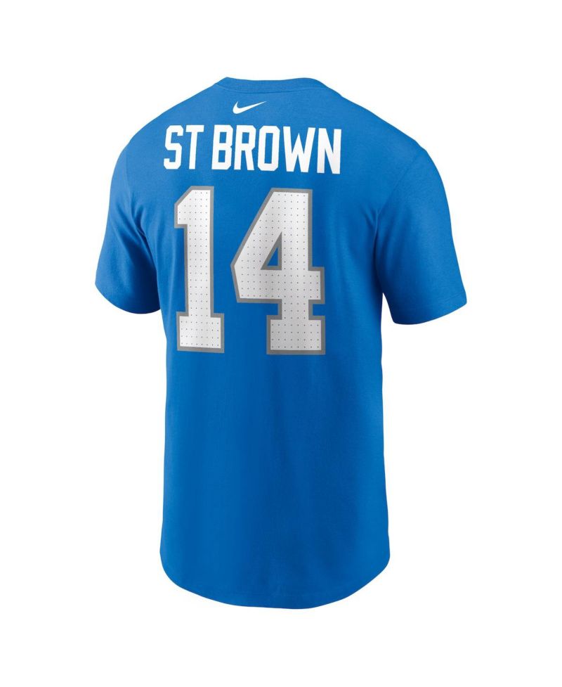 Nike Men's Amon-Ra St. Brown Blue Detroit Lions Name & Number T-Shirt