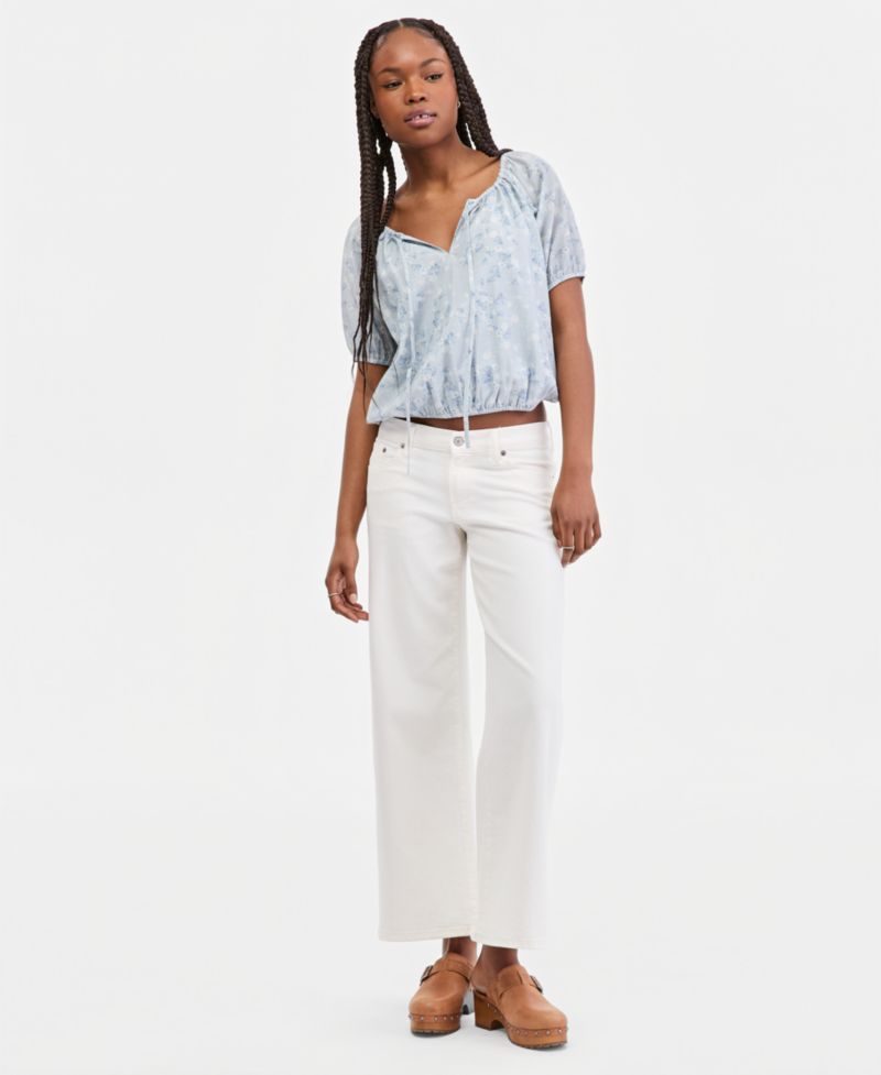 Women's Printed Short-Sleeve Bubble Top
