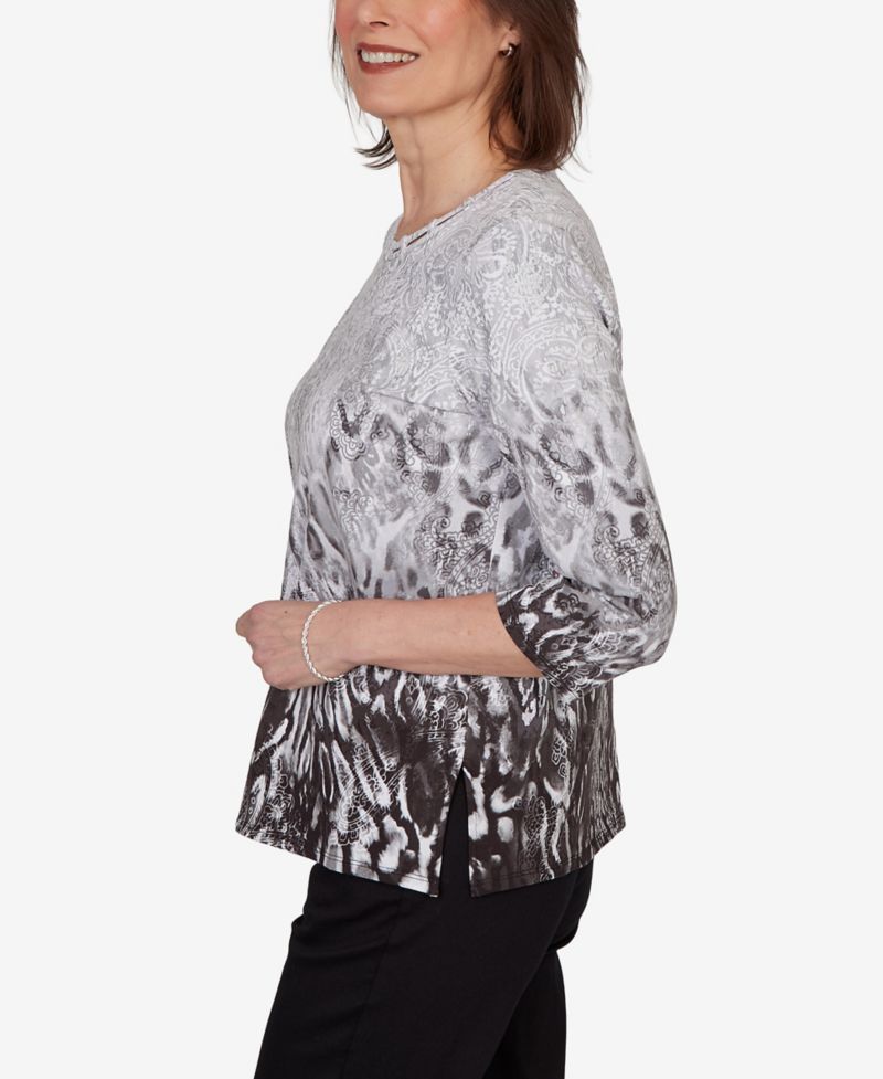 Petite Mono Ombre Animal Print Top